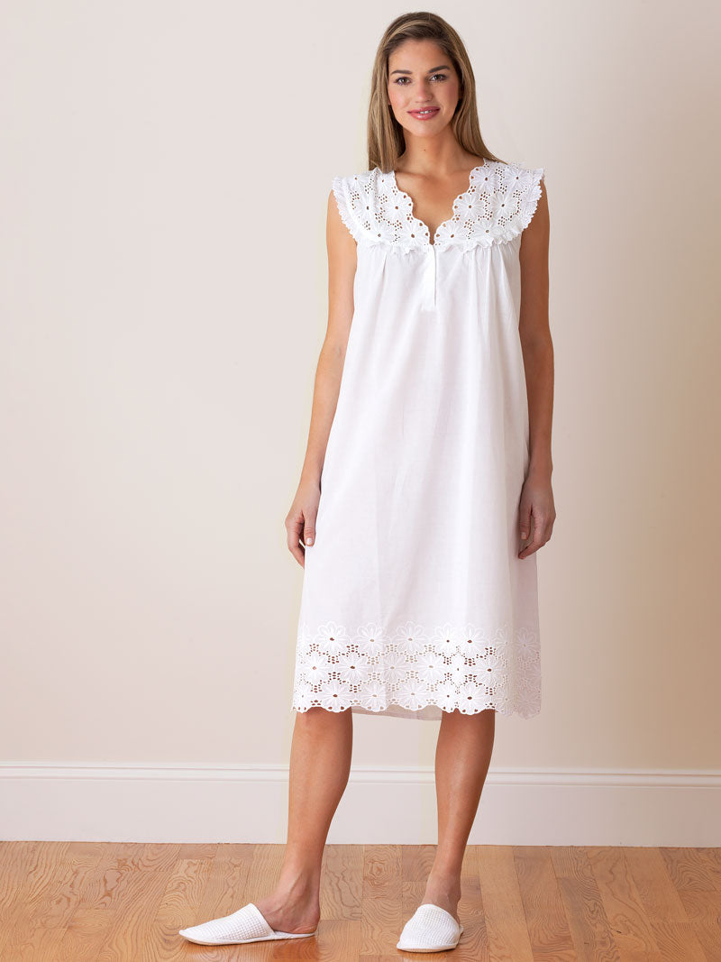 Eloise White Cotton Nightgown
