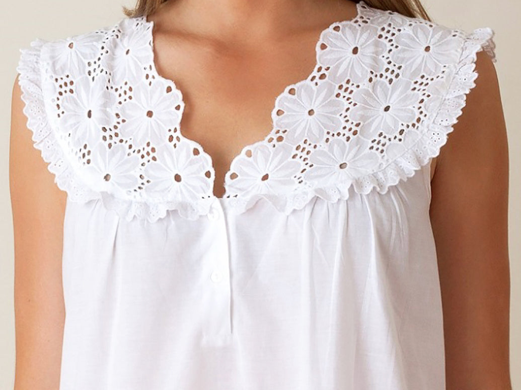 Eloise White Cotton Nightgown