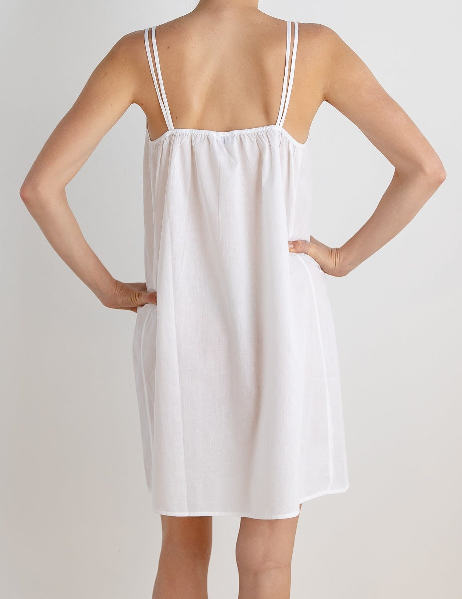 Jenn White Cotton Nightgown, Lace