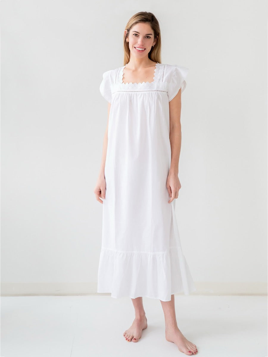 Genevieve White Cotton Nightgown