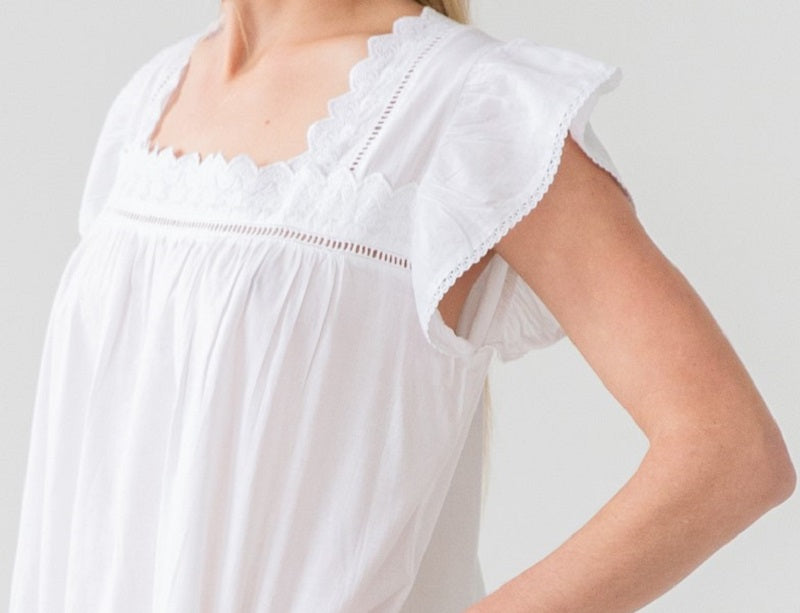 Genevieve White Cotton Nightgown