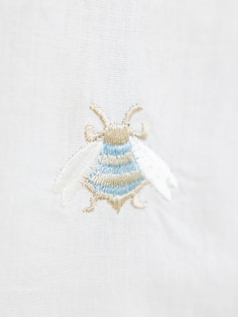 Bee White Cotton Nightgown, Embroidered
