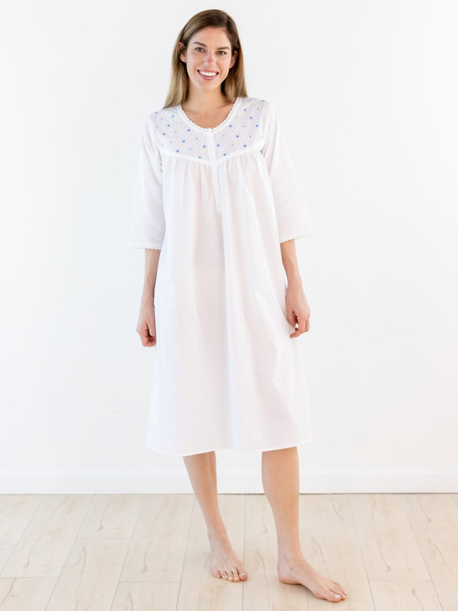 Judy White Cotton Nightgown