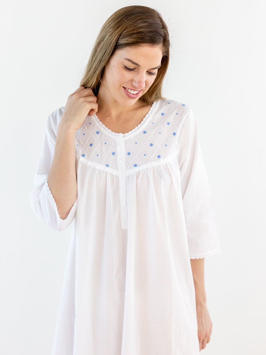 Judy White Cotton Nightgown