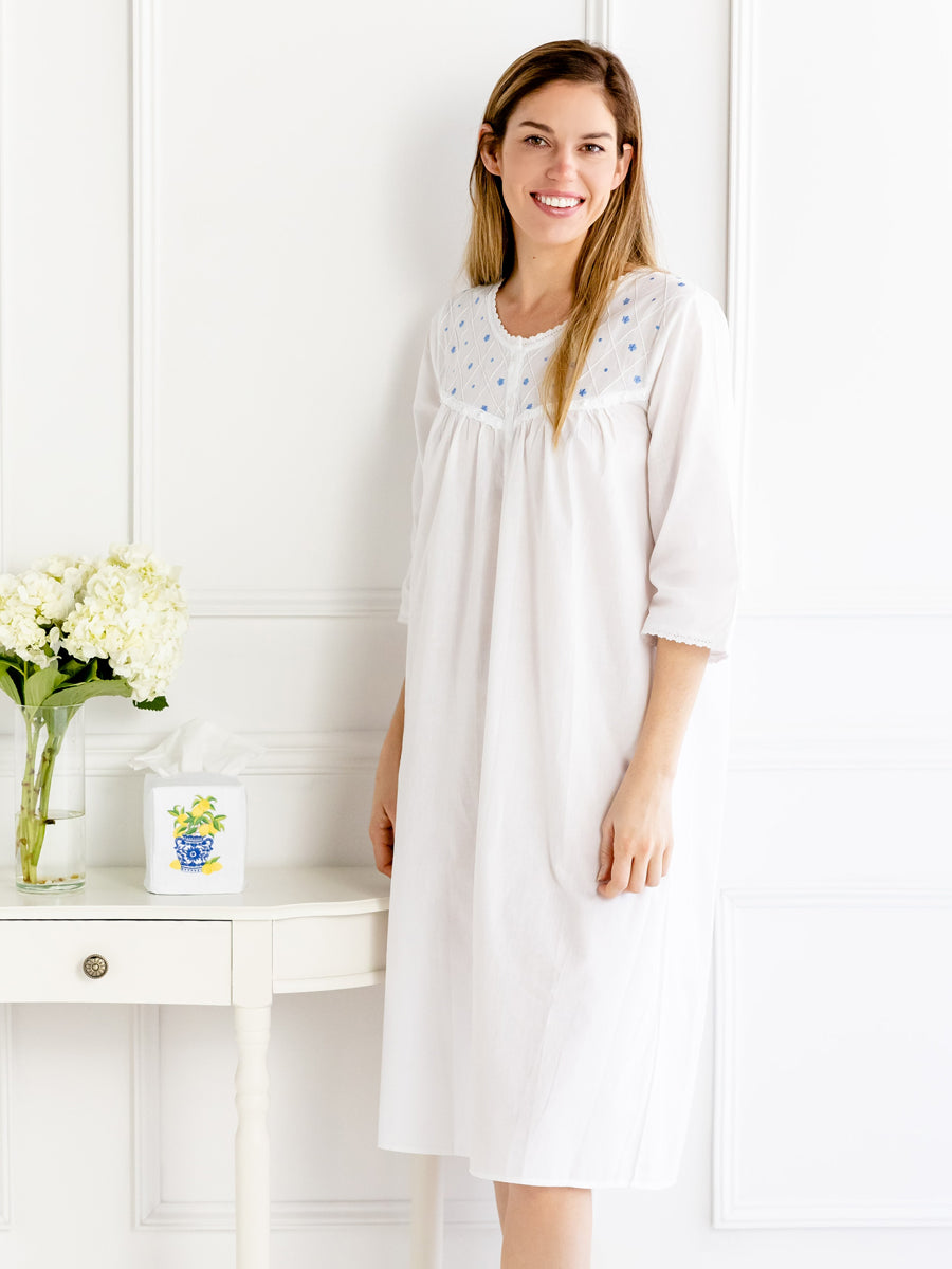 Judy White Cotton Nightgown