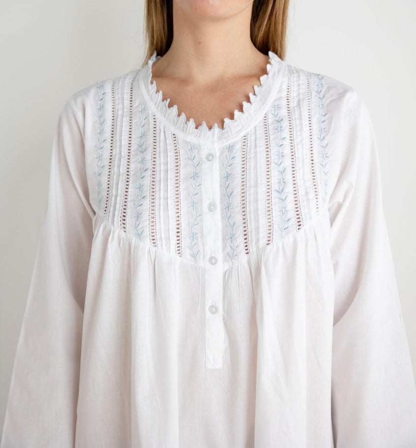 Emily White Cotton Nightgown