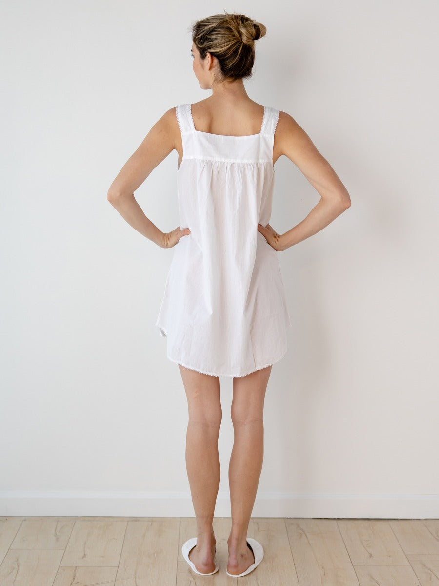 Faye White Cotton Nightgown, Lace