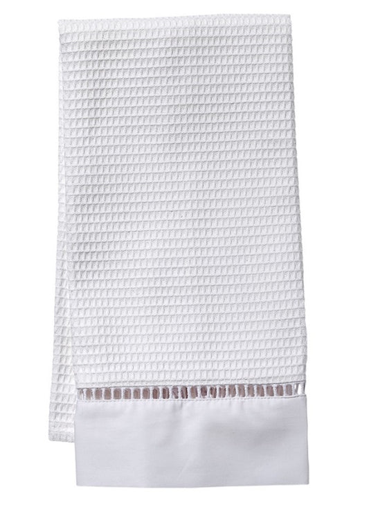 Guest Towel - White Waffle Weave, Ladder Lace, No Embroidery (Set of 2)