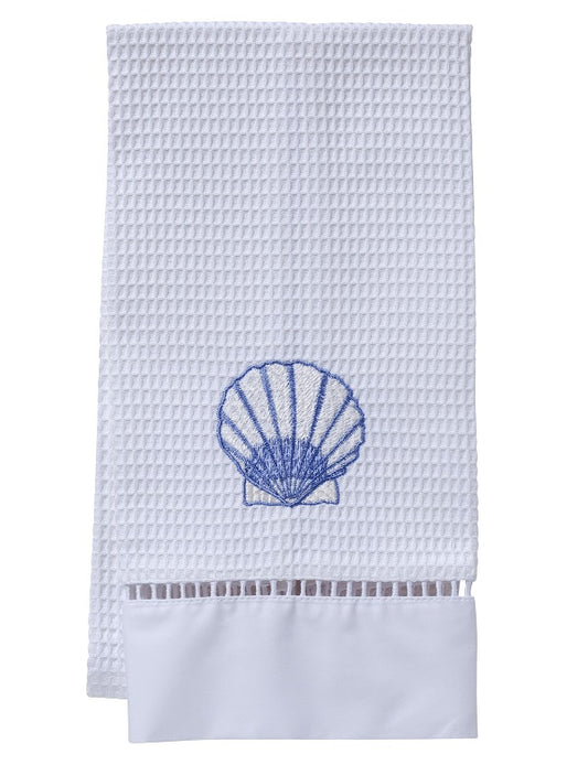 Guest Towel, Waffle Weave, Scallop (Blue)