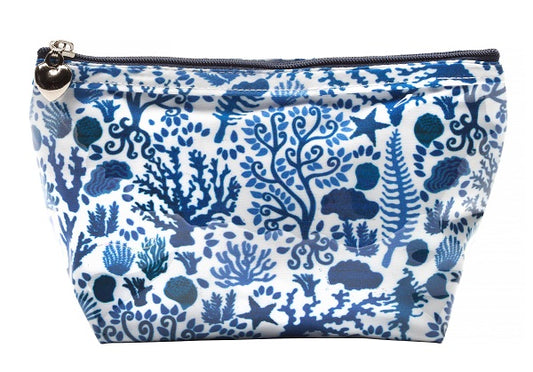 Cosmetic Bag (Small), Seashells (Blue)