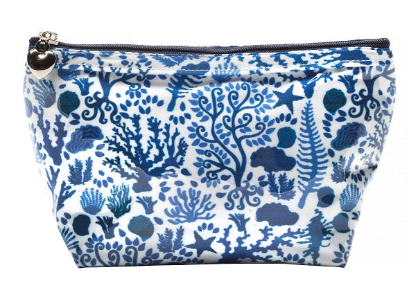 Cosmetic Bag (Small), Seashells (Blue)