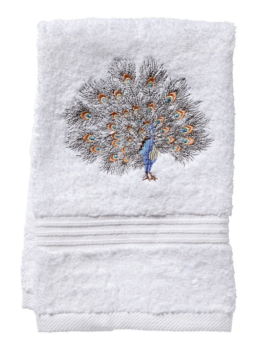 Guest Towel, Terry, Feathered Peacock (Gold/Pewter)