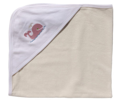 Baby Hooded Towel, Whale (Pink)