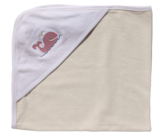 Baby Hooded Towel, Whale (Pink)