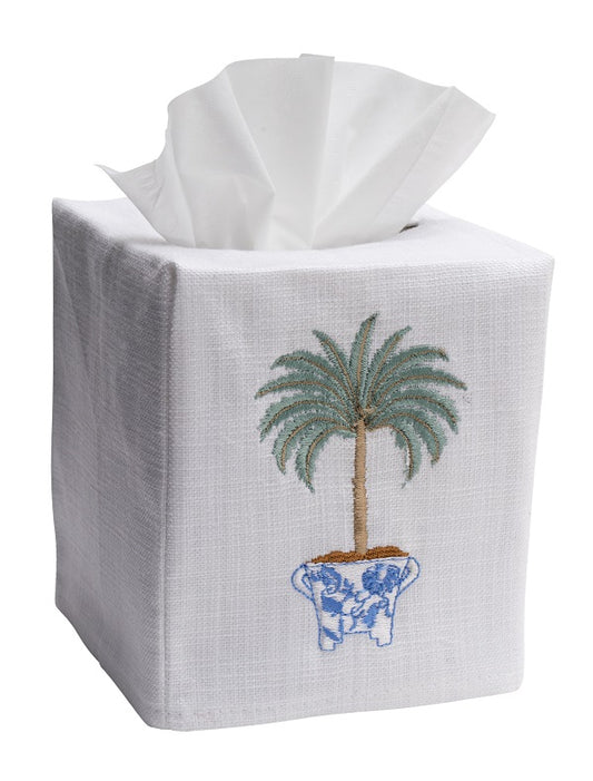 Tissue Box Cover, Tropical Palm Tree (Olive)
