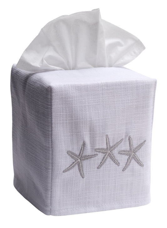 Tissue Box Cover, Linen Cotton - Three Starfish (Pewter)