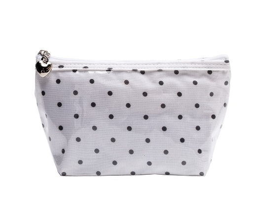 Cosmetic Bag, Cotton/Waterproof PVC (Small) - Polka Dot