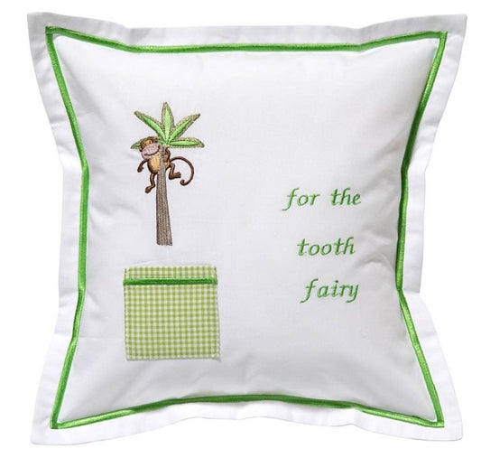 Tooth Fairy Pillow Cover, Monkey in Palm Tree