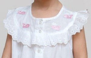 Wendy Whale White Cotton Dress, Embroidered