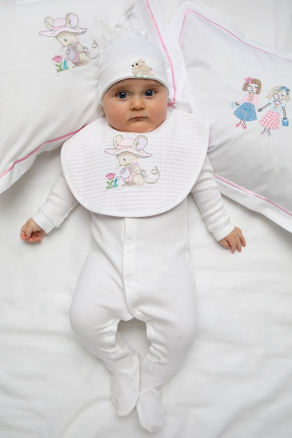 Baby Boudoir Pillow Cover, Gardening Mouse (Pink)