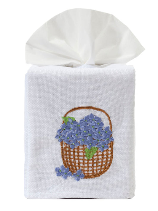 Tissue Box Cover, Hydrangea Basket (Blue)
