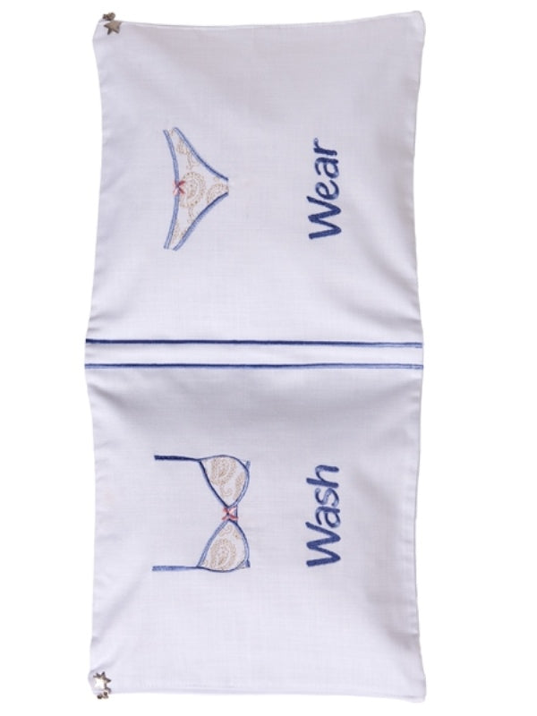 Laundry Bag, Linen / Cotton, Monogramming and Embroidery (Blue)