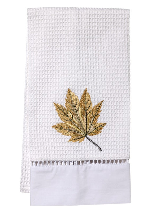 Guest Towel, Waffle Weave, Maple Leaf (Honey Gold)