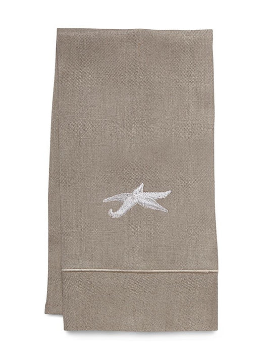 Guest Towel, Natural Linen, Starfish (Beige)