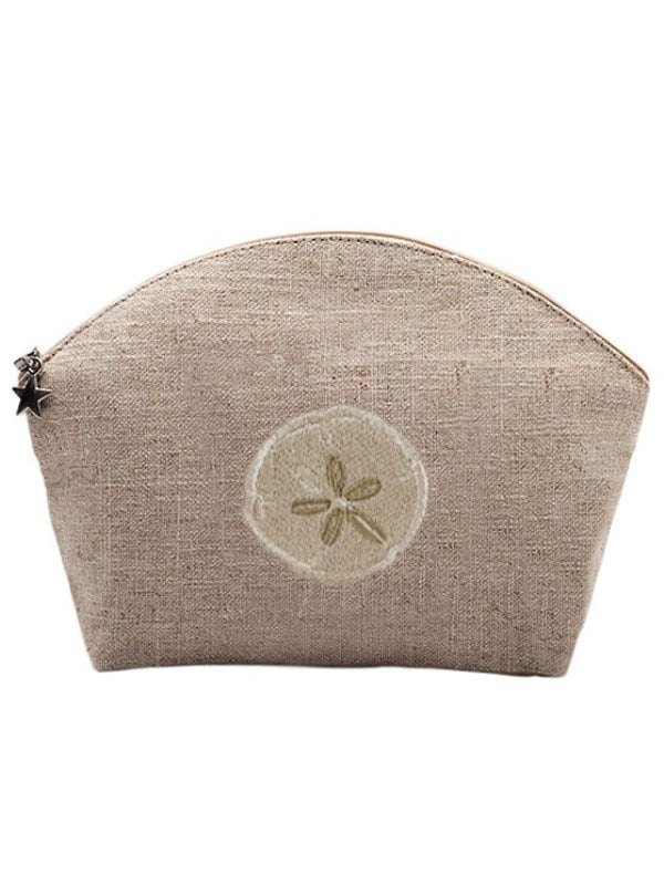 Cosmetic Bag, Natural Linen (Medium), Sand Dollar (Beige)