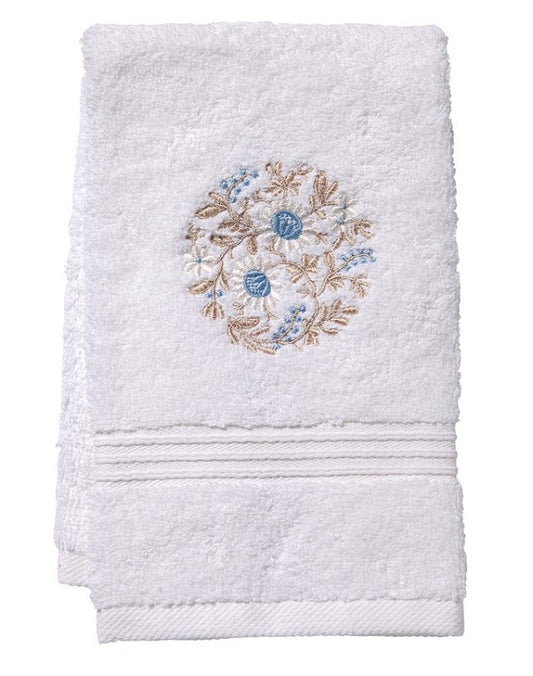 Guest Towel, Terry - Flower Wheel (Blue / Beige)