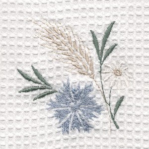 Tissue Box Cover, Natural Linen, Meadow (Blue)