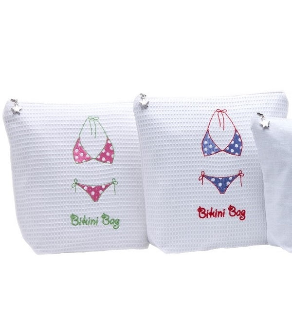 Bikini Bag - White Cotton Waffle Weave