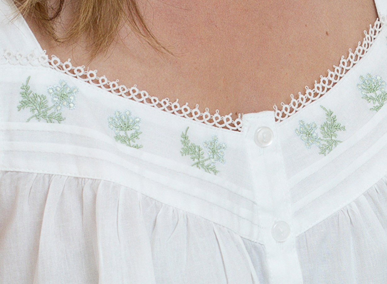 Heather White Cotton Nightgown