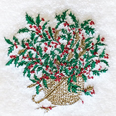 Guest Towel, Terry, Holly Basket (Green)