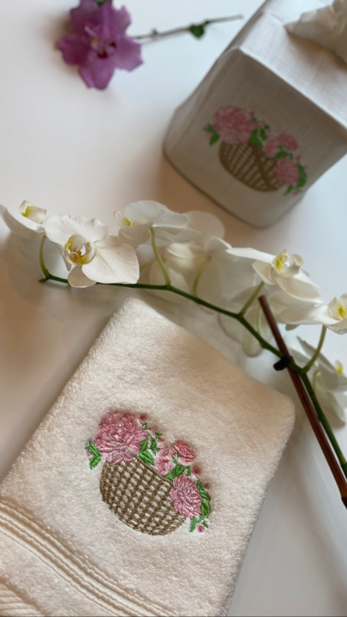 Tissue Box Cover, Basket of Peonies (Pink)