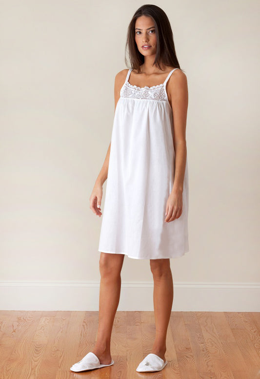 Jenn White Cotton Nightgown, Lace
