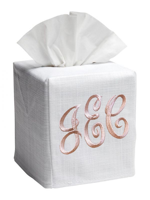 Tissue Box Cover (square Opening) - White Linen / Cotton, No Embroidery