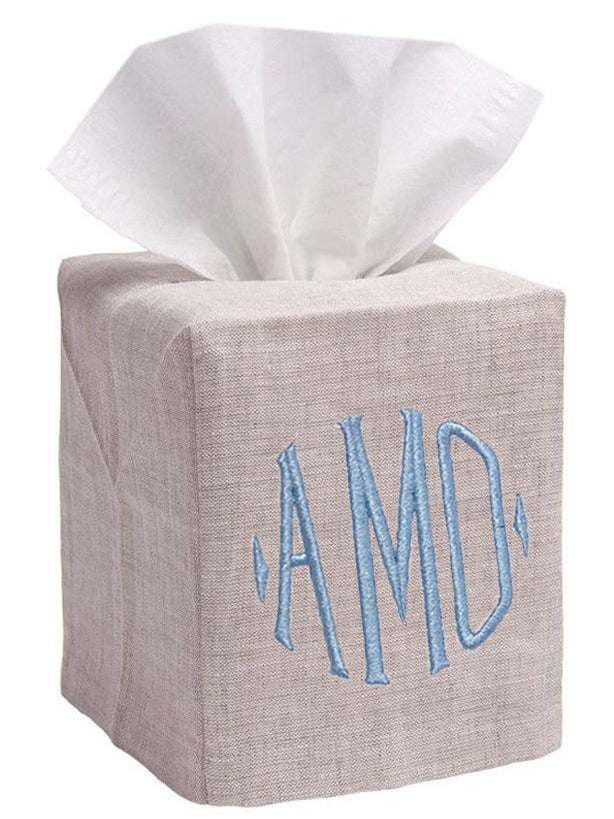 Tissue Box Cover - (Square Opening) Natural Linen / Cotton, No Embroidery