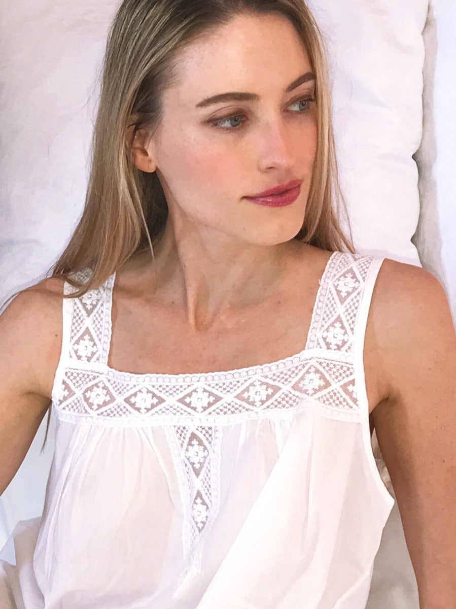 Louise White Cotton Nightgown