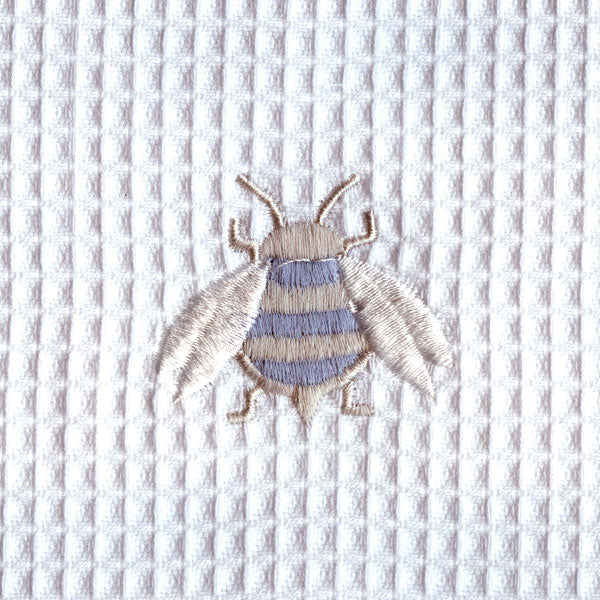 Guest Towel, Natural Linen & Satin Trim, Napoleon Bee (Duck Egg Blue)