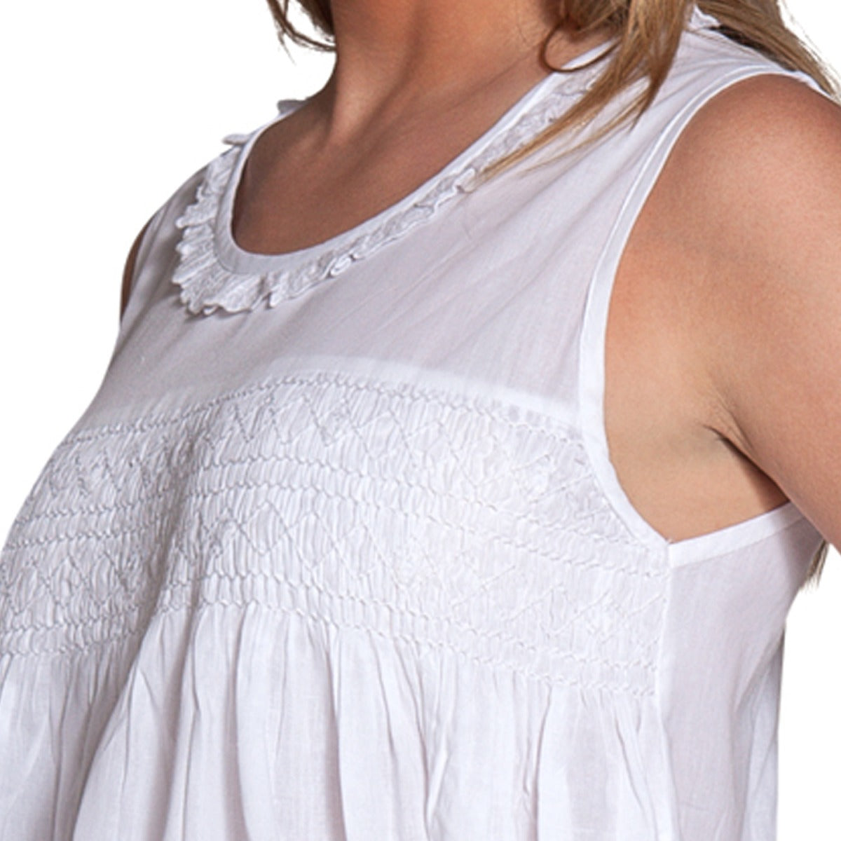 Pam White Cotton Nightgown
