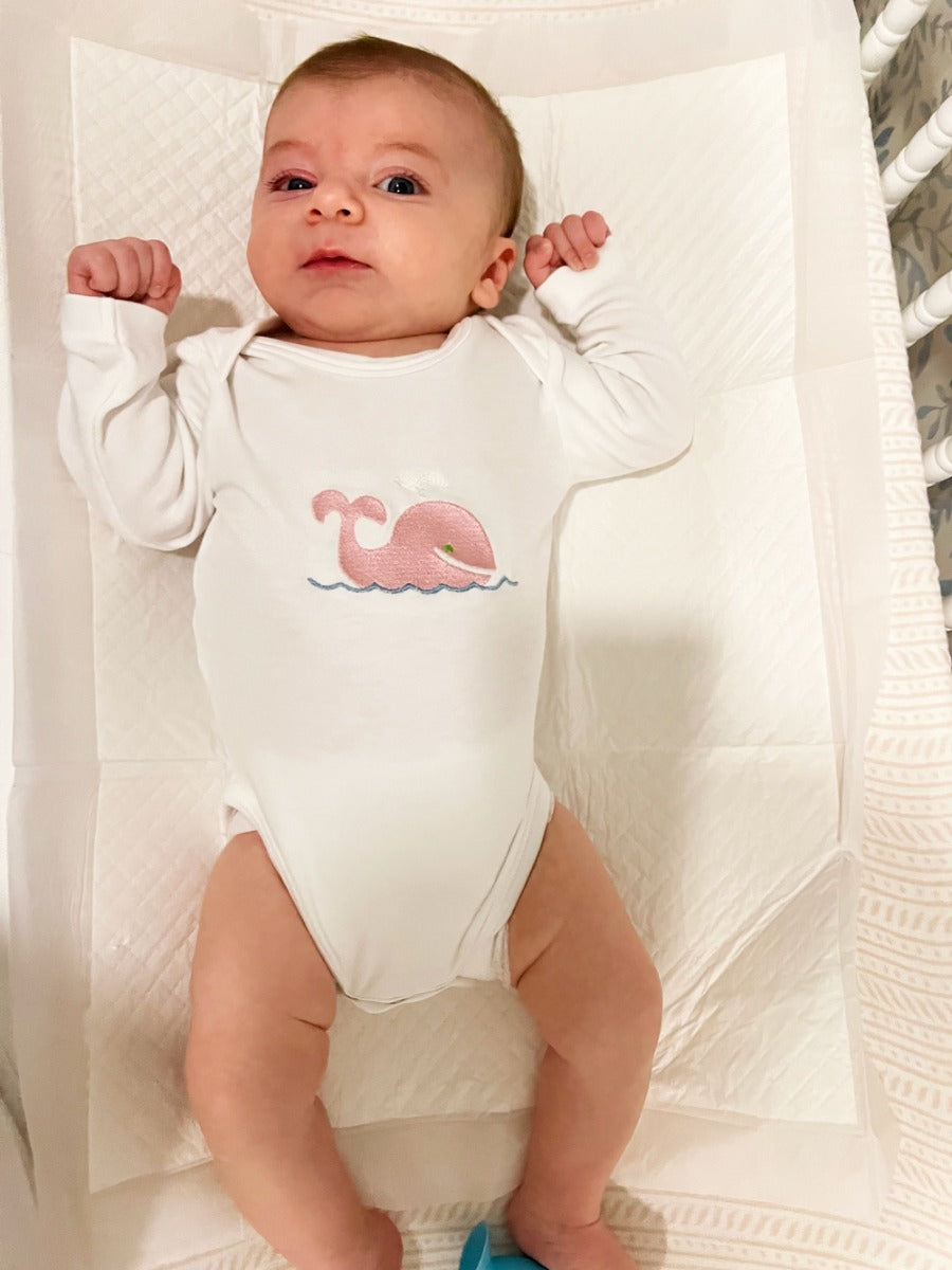 Onesie (Long Sleeve), Whale (Pink)