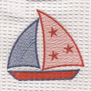 Baby Boudoir Pillow Cover, Stars & Sailboat (Red/Blue)