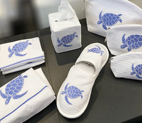 Tissue Box Cover, Swimming Turtle (Blue)