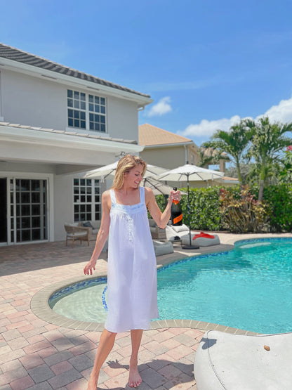 Seaside White Cotton Nightgown