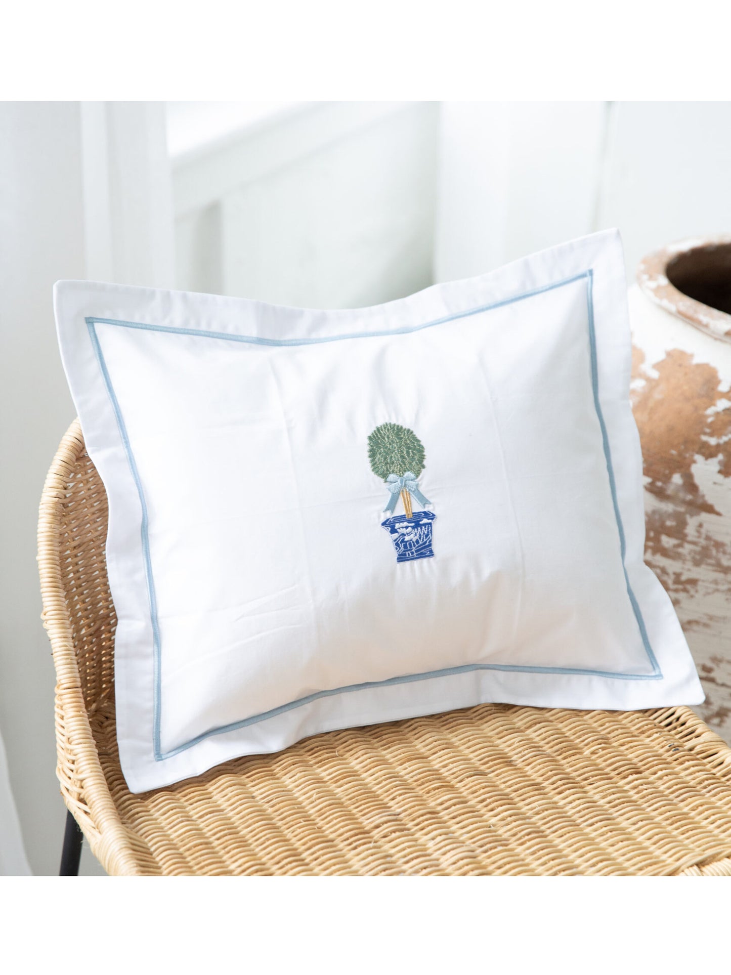 Boudoir Pillow Cover, Embroidered Botanical