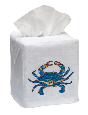 Tissue Box Cover, Embroidered Sea Life
