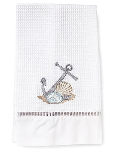 Guest Towel, Ladder Lace, Embroidered Nautical