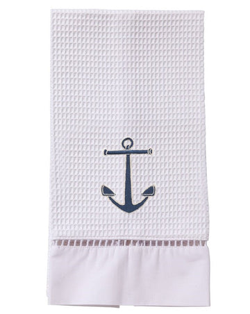 Guest Towel, Ladder Lace, Embroidered Nautical