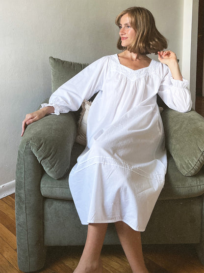 Adelaide White Cotton Nightgown